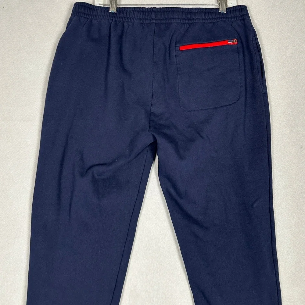 Lacoste Sport Pants Men XL Navy Blue Fleece Jogger Sweatpants Tricolor Croc Logo